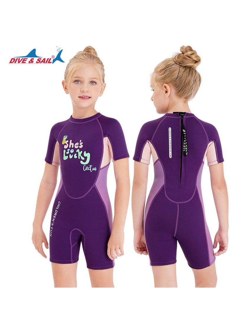 DIVE & SAIL Sunscreen Quick drying Swimwear One Piece Swimsuit for Girls Purple  - Image 2