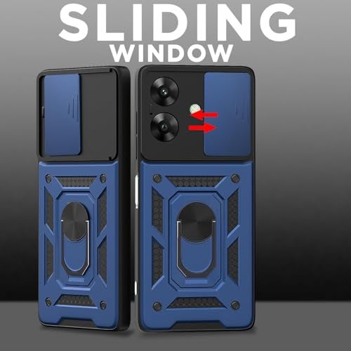 Pikkme Back Cover for Realme Narzo N61 / Realme C61 4G | Sliding Camera Shield with Ring Stand | D10 Full Camera Protection Bumper Case (Blue) - Image 2