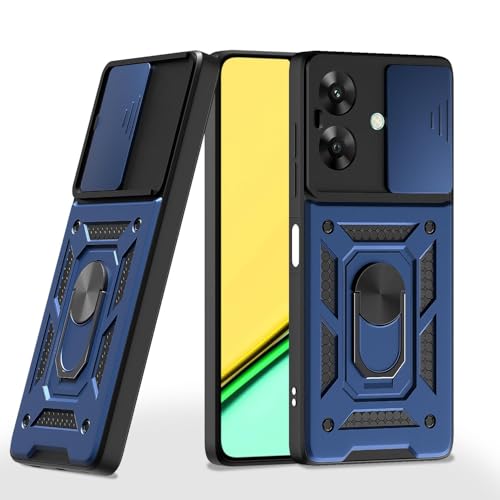 Pikkme Back Cover for Realme Narzo N61 / Realme C61 4G | Sliding Camera Shield with Ring Stand | D10 Full Camera Protection Bumper Case (Blue) - Image 1