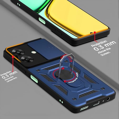 Pikkme Back Cover for Realme Narzo N61 / Realme C61 4G | Sliding Camera Shield with Ring Stand | D10 Full Camera Protection Bumper Case (Blue) - Image 4
