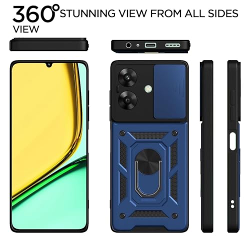 Pikkme Back Cover for Realme Narzo N61 / Realme C61 4G | Sliding Camera Shield with Ring Stand | D10 Full Camera Protection Bumper Case (Blue) - Image 5