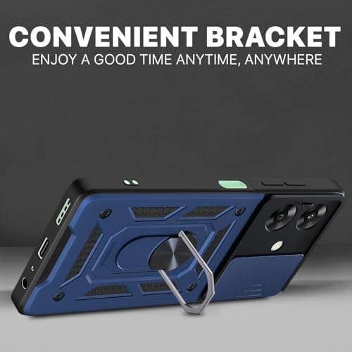 Pikkme Back Cover for Realme Narzo N61 / Realme C61 4G | Sliding Camera Shield with Ring Stand | D10 Full Camera Protection Bumper Case (Blue) - Image 3