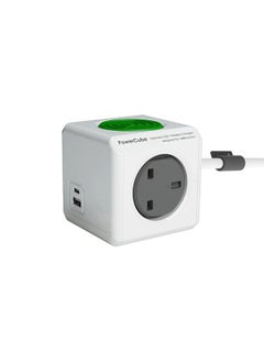 Allocacoc PowerCube Extended 4 Sockets 15m Cable USB A  C WirelessCharger Grey 