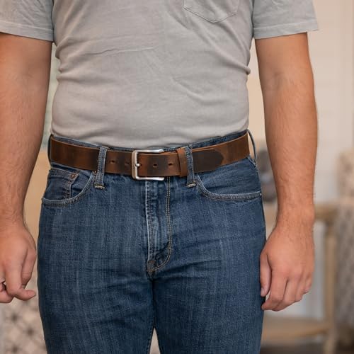 Nickel Smart Roan Mountain Brown Leather Belt - Distressed 44" - Image 2