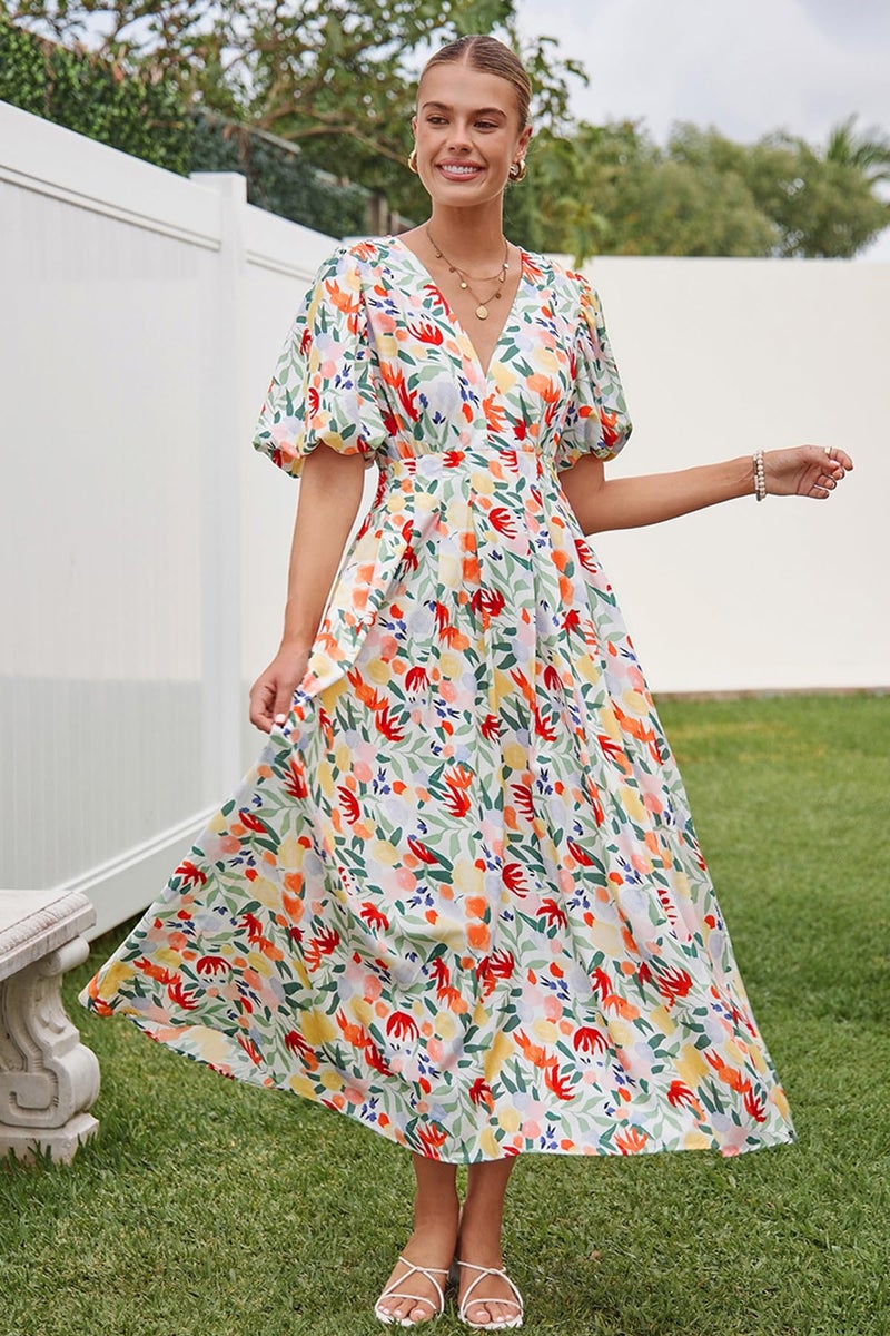 Maxigerui Women's Summer Floral Maxi Dress Spring Wedding Guest Dress 2026 Multi Floral M - Image 4