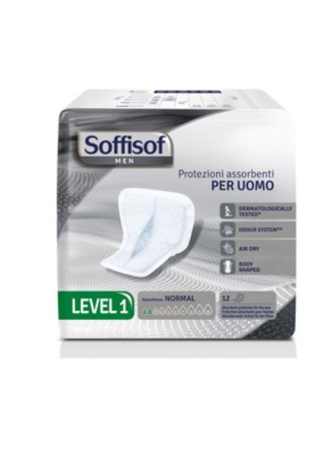 SOFFISOF Absorbent pads for men for incontinence, 12 pieces, Level 1 - Image 1