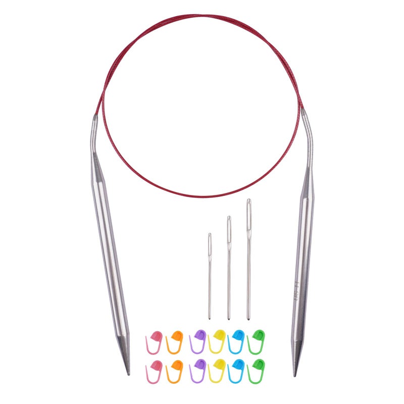 BsHooker Circular Knitting Needles 32inches/80cm,Size US 11(8mm) Stainless Steel Round Knitting Needles for Handmade Knitting DIY - Image 1