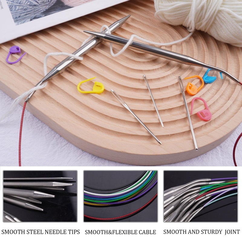 BsHooker Circular Knitting Needles 32inches/80cm,Size US 11(8mm) Stainless Steel Round Knitting Needles for Handmade Knitting DIY - Image 4