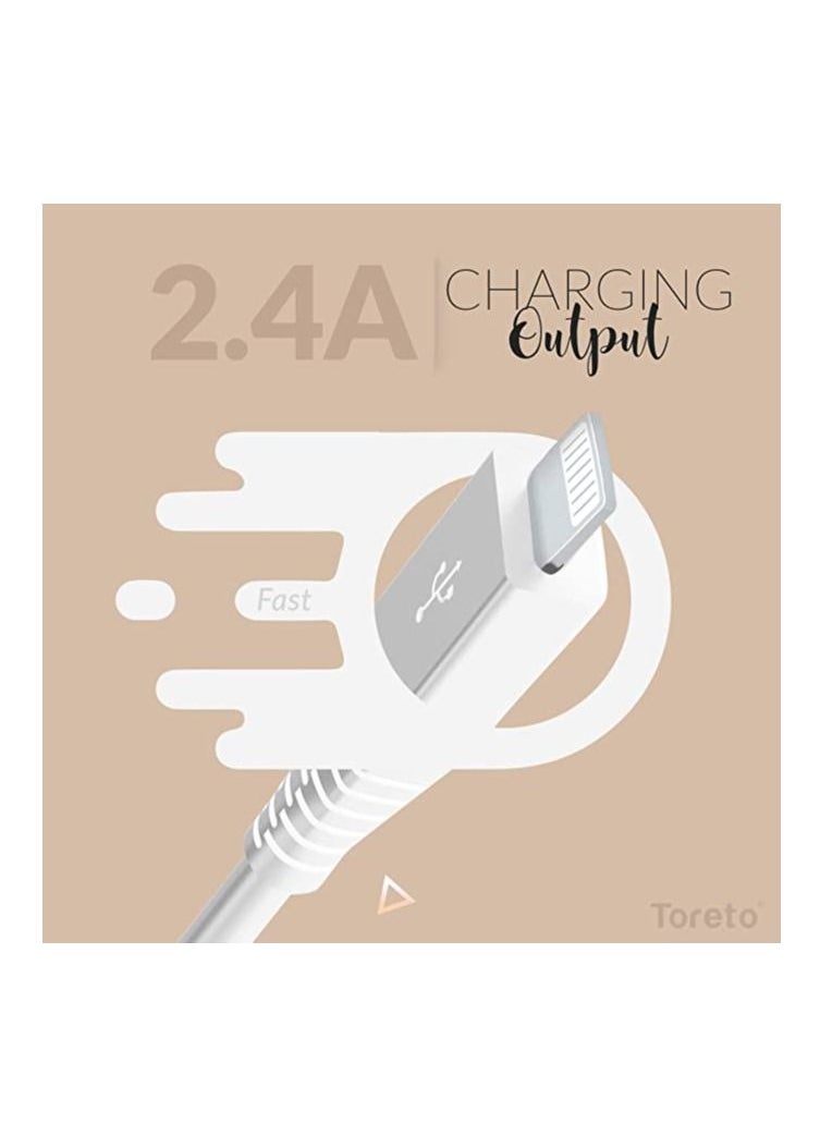 Toreto TOR-878 TOR-Cord Combo Lightning Charging Cable, (White)  - Image 3