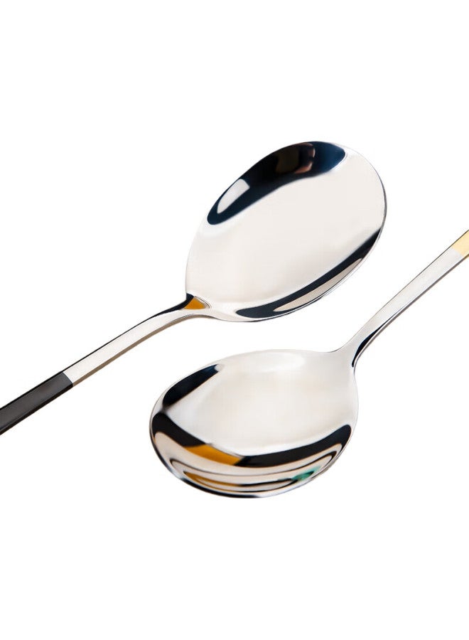 JD.com Jingzao 304 Stainless Steel Soup Spoons, Korean-Style Colorful Household Spoons, Dessert Spoons, Long-Handled Mixing Spoons, Set Of 3 - Image 3