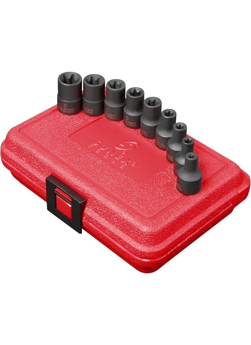 Sunex Tools Sunex International 3670SE 9 Pc. External Torx Socket Set - E5 thru E16 