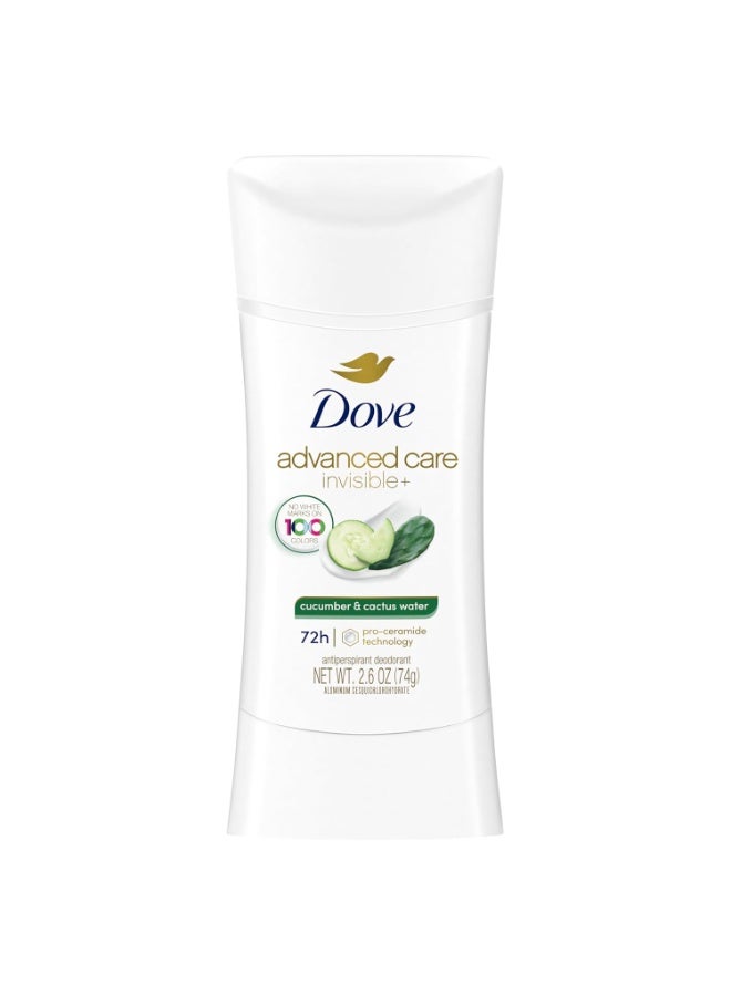 Dove Advanced Care Antiperspirant Deo Stick Cucumber & Cactus Water Invisible to help skin repair with ProCeramide technology that boosts ceramide levels 72hr odor control & sweat protection 2.6 oz
