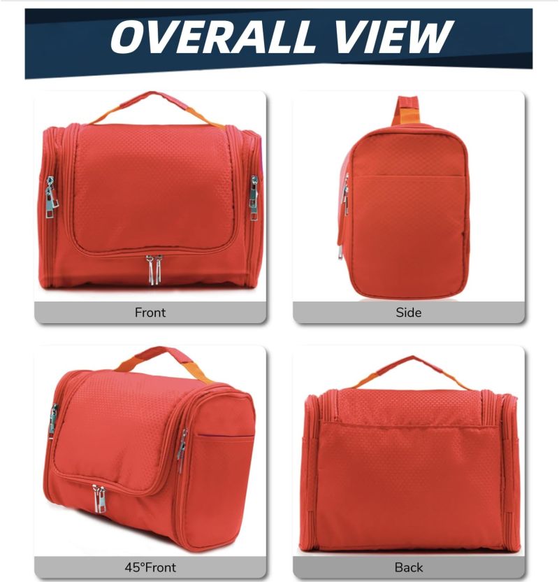 Hanging Toiletry Organizer: Large/X-Large Water-resistant Nylon, Multiple Pockets Compartments - Lightweight Durable, Smooth Double Zipper for Family Personal Travel, Camping, RV Use - Image 5