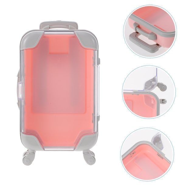 RexezGuardz RexezGuardz Plastic Mini Eyelash Luggage CasePink Mini Trolley Suitcase Candy Box for Lashes and Candy Doll Travel SetEyelash Storage Box Holder Organizer for Women Girls for Travel  - Image 3