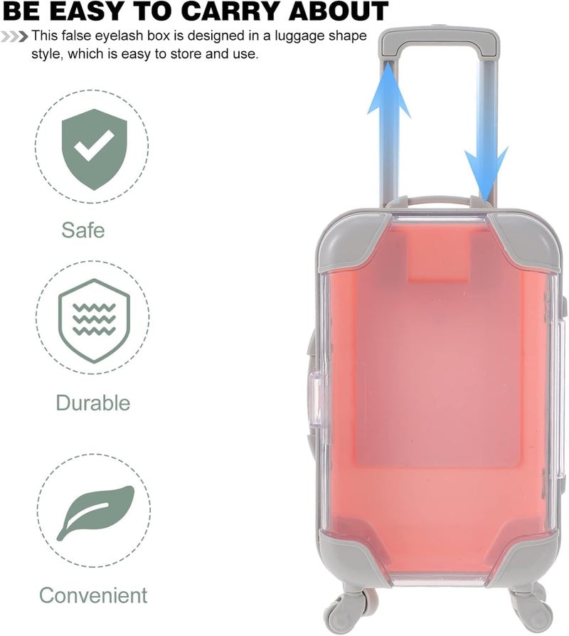 RexezGuardz RexezGuardz Plastic Mini Eyelash Luggage CasePink Mini Trolley Suitcase Candy Box for Lashes and Candy Doll Travel SetEyelash Storage Box Holder Organizer for Women Girls for Travel  - Image 4