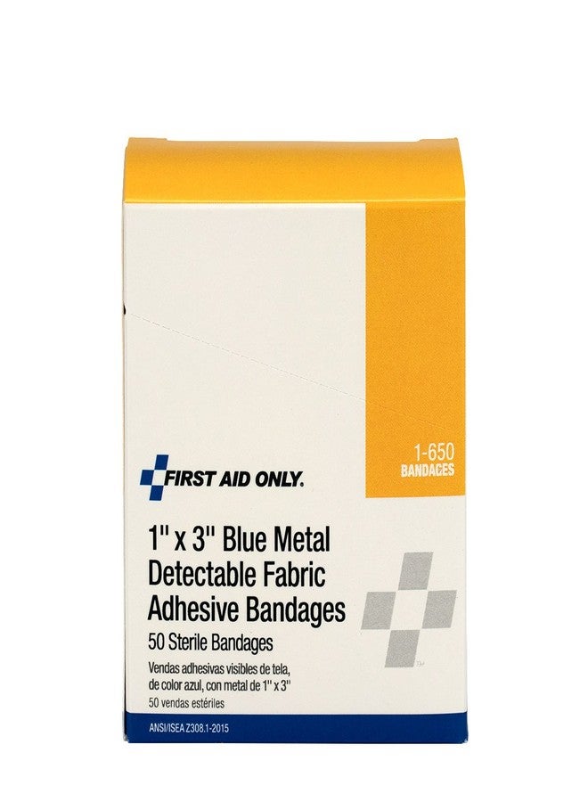 First Aid Only Blue Metal Detectable 1"x3" Fabric Bandages, 50/box - Image 2