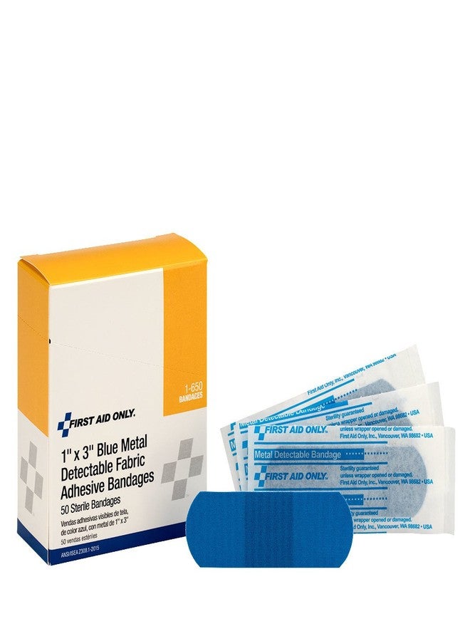 First Aid Only Blue Metal Detectable 1"x3" Fabric Bandages, 50/box - Image 4