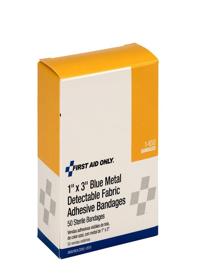 First Aid Only Blue Metal Detectable 1"x3" Fabric Bandages, 50/box - Image 3