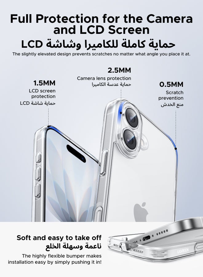 Ugreen iPhone 17 Case Full-coverage Phone Case Military-Grade Drop Protection iPhone 17 Cover Delay Yellowing Wear-resistant Anti Scratch And Fingerprint 17 Phone Case Ultra Slim Extra Raised Edge clear - Image 5