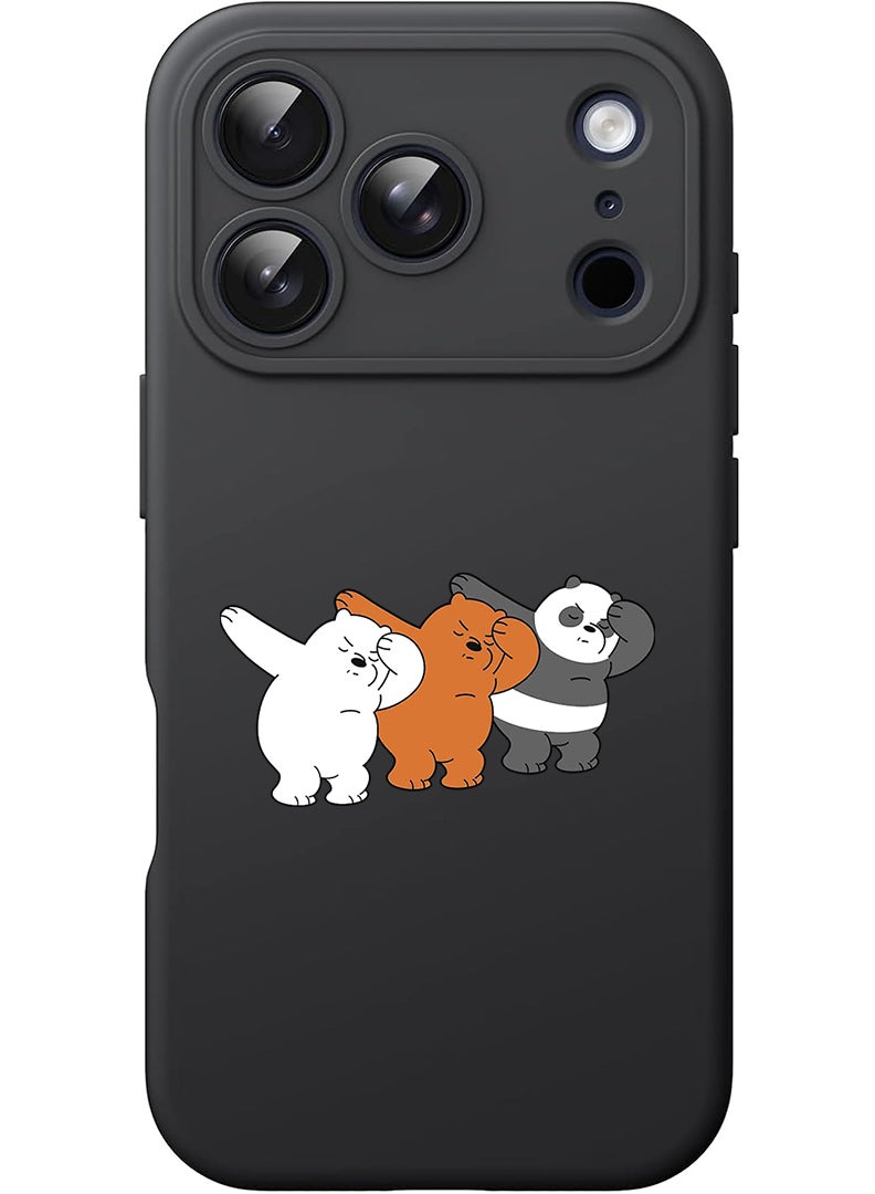 Theodor Protective Slim Fit Case Liquid Silicone Cover with Full Body Protection Anti-Scratch Shockproof Case For Apple iPhone 17 Pro Max (Black) Bears dance - Image 1