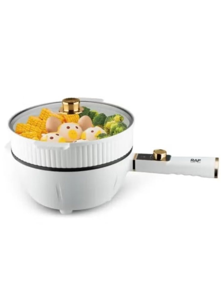 Dreamzon Electric Hot Pot, 1.5 Portable Non stick Pan for Sauté, Multifunction ElectricSkillet for Stir Fry, Roast, Roman Cooper with Dual Power Control for Dorm, Electric Saucepan, White - Image 1