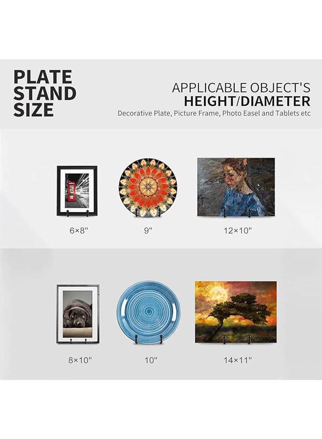 erorex Plate Stands For Display Plate Holder Display Stands 11Cm Holder Stand Metal Frame Stand For Picture Book Photo Easel Creation Collectibles 4 Pack Black - Image 3