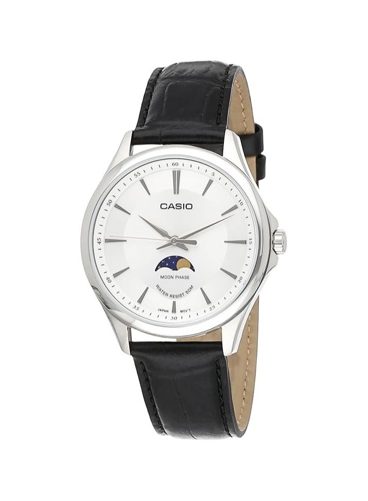 CASIO ساعة كاسيو MTP-M100L-7AVDF للرجال بمرحلة القمر بحركة كوارتز وحزام جلد - Image 1