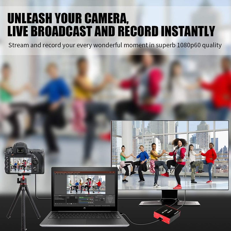 TreasLin HD Capture Card,1080P@60fps Video Game USB Capture Card Live Streaming for PS4 Switch Wii U DSLR Xbox on OBS,XSplit,Twitch,YouTube Support Windows,Mac,Zero Latency HD Loopout - Image 4