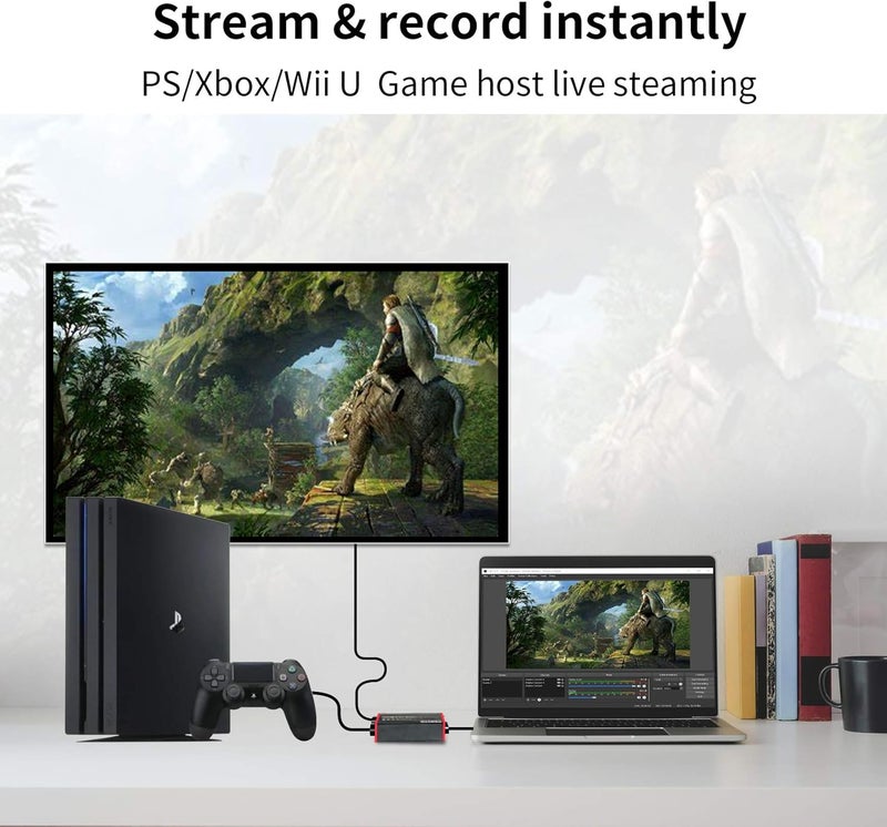 TreasLin HD Capture Card,1080P@60fps Video Game USB Capture Card Live Streaming for PS4 Switch Wii U DSLR Xbox on OBS,XSplit,Twitch,YouTube Support Windows,Mac,Zero Latency HD Loopout - Image 3