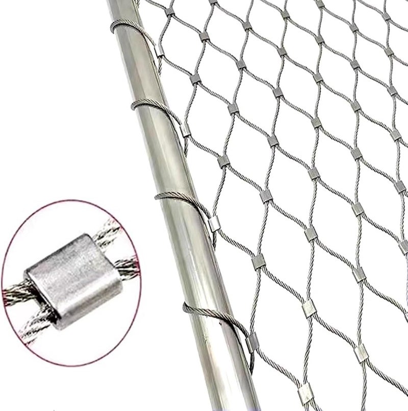 Stainless Steel Rope Wire Mesh 304 Stainless Steel Woven Wire Mesh Flexible Rope Net Safety Net Stair Balcony Railing Patio Barrier Fence Protection Net for Zoo Cage Fence, Balcony, Stair(10cm - Image 5