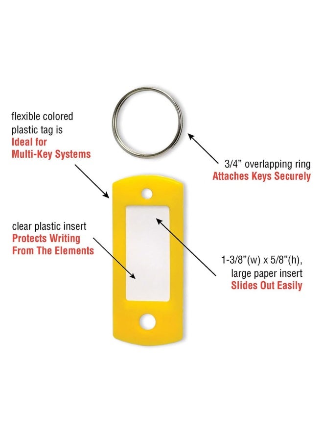 Duravel Key Tags with Split Ring, Plastic ID Label Holders, Multi-Purpose Organization,5 Assorted Colours,Identifiers (PACK OF 100) - Image 2