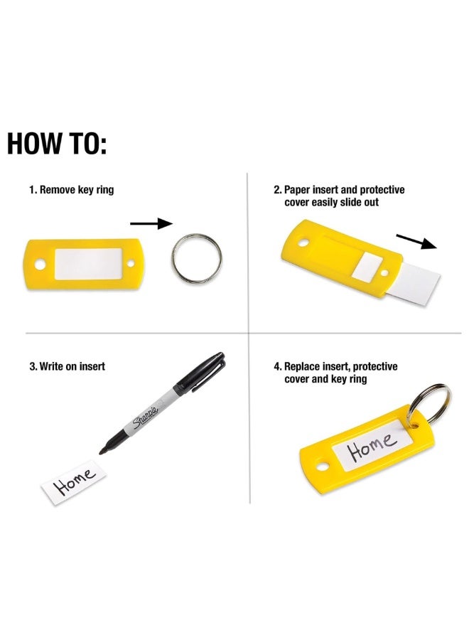 Duravel Key Tags with Split Ring, Plastic ID Label Holders, Multi-Purpose Organization,5 Assorted Colours,Identifiers (PACK OF 100) - Image 3