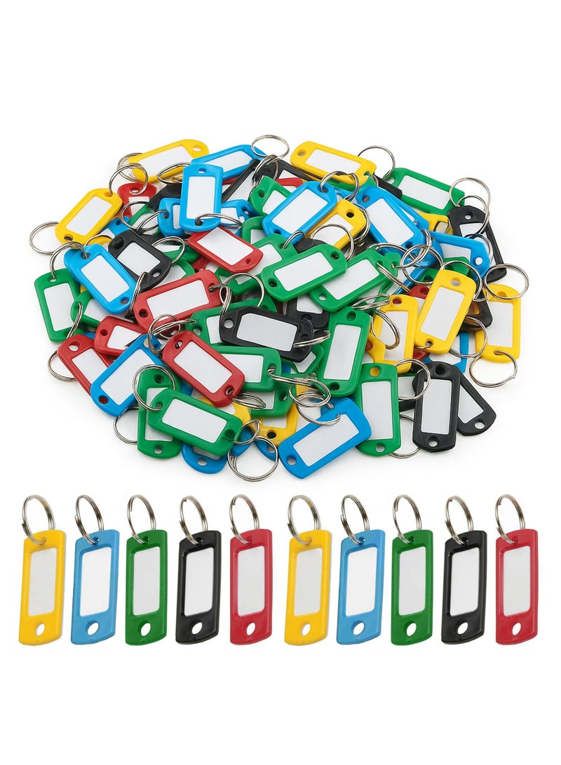 Duravel Key Tags with Split Ring, Plastic ID Label Holders, Multi-Purpose Organization,5 Assorted Colours,Identifiers (PACK OF 100) - Image 1