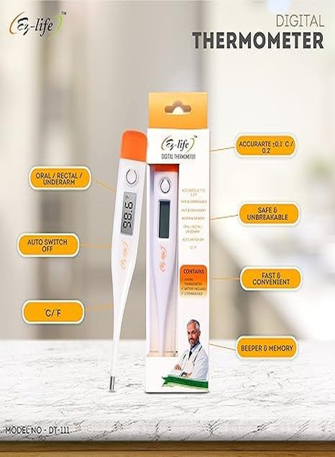 Otica Ez-life Digital thermometer With Quick Measurement of Oral & Underarm Temperature in Celsius & Fahrenheit, Water Resistant for Easy Cleaning, Multi, Standard (Regular, 2) - Image 2