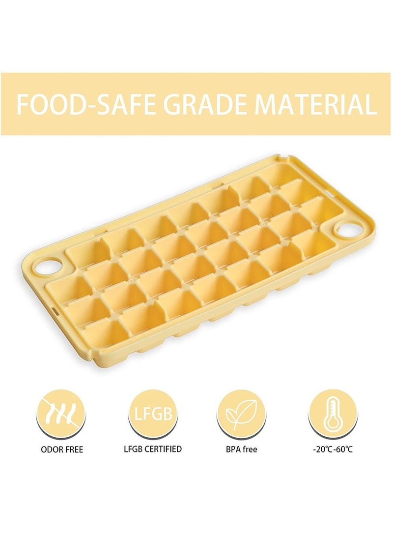 Generic - Ice Cube Tray, Square Ice Trays for Freezer with Lid & Bin, Square Ice Cube Mold, 2 Tiers, 1 Ice Bucket and Shovel, Easy Release Stackable Spill-Resistant(Yellow) - Image 1