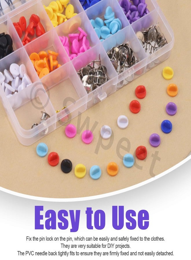 Swpeet 320Pcs Rubber Pin Backs Locking Butterfly Clutch with 10mm Blank Pins Kit, Locking Pin Backs with Storage Case, Tie Tacks Keepers Replacement Fits for Uniform Badges and Craft Making - Image 4