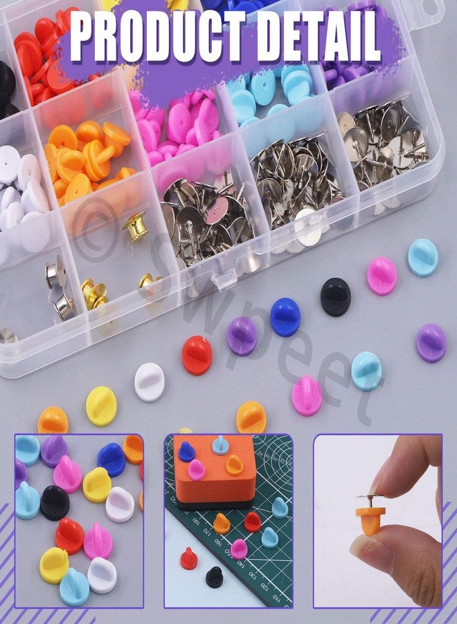 Swpeet 320Pcs Rubber Pin Backs Locking Butterfly Clutch with 10mm Blank Pins Kit, Locking Pin Backs with Storage Case, Tie Tacks Keepers Replacement Fits for Uniform Badges and Craft Making - Image 5