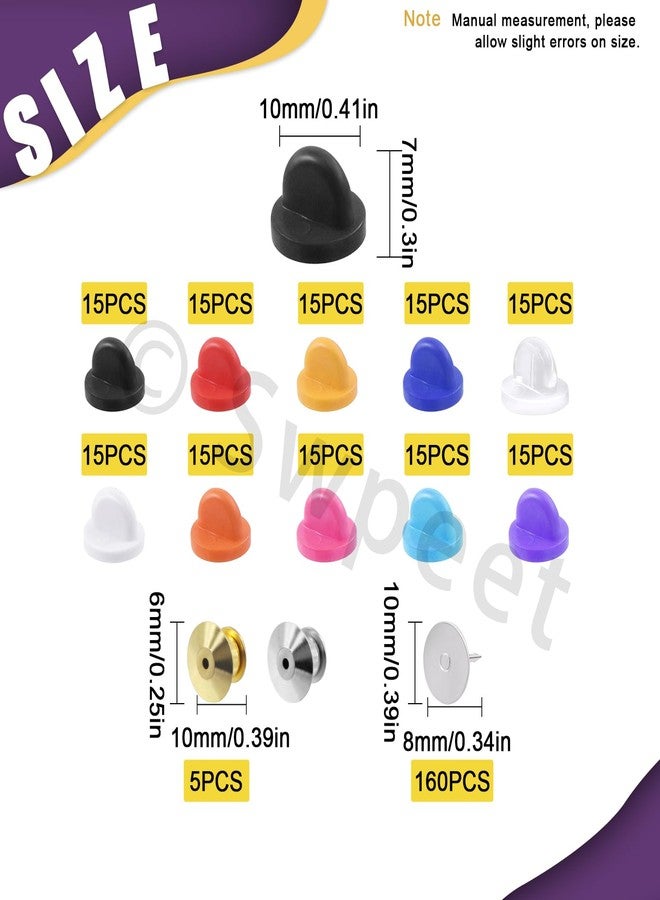 Swpeet 320Pcs Rubber Pin Backs Locking Butterfly Clutch with 10mm Blank Pins Kit, Locking Pin Backs with Storage Case, Tie Tacks Keepers Replacement Fits for Uniform Badges and Craft Making - Image 2