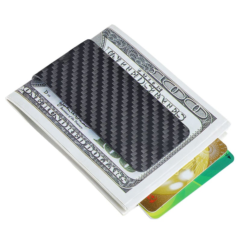 CL CARBONLIFE CL CARBONLIFE Carbon Fiber Wallet Money Clip for Cash and Credit Card, Minimalist Holder Clips for Men (Matte Black, 2.8"x1.5")  - Image 3