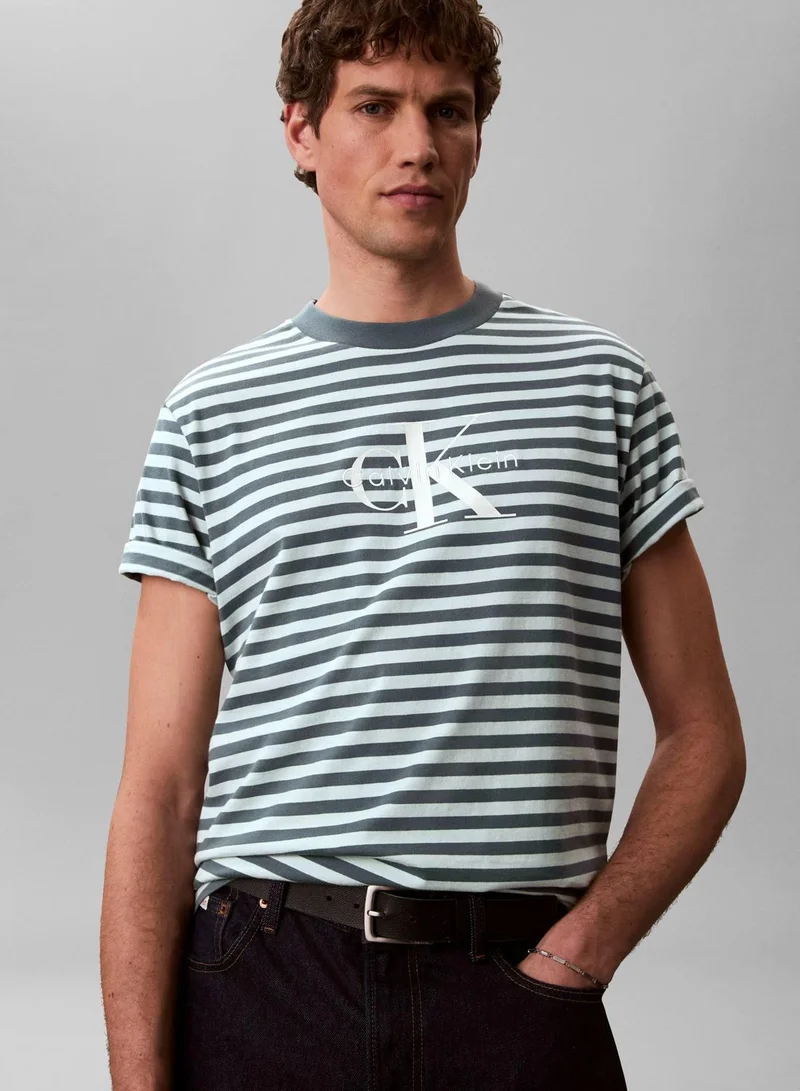 Monogram Logo Stripe Relaxed T-Shirt