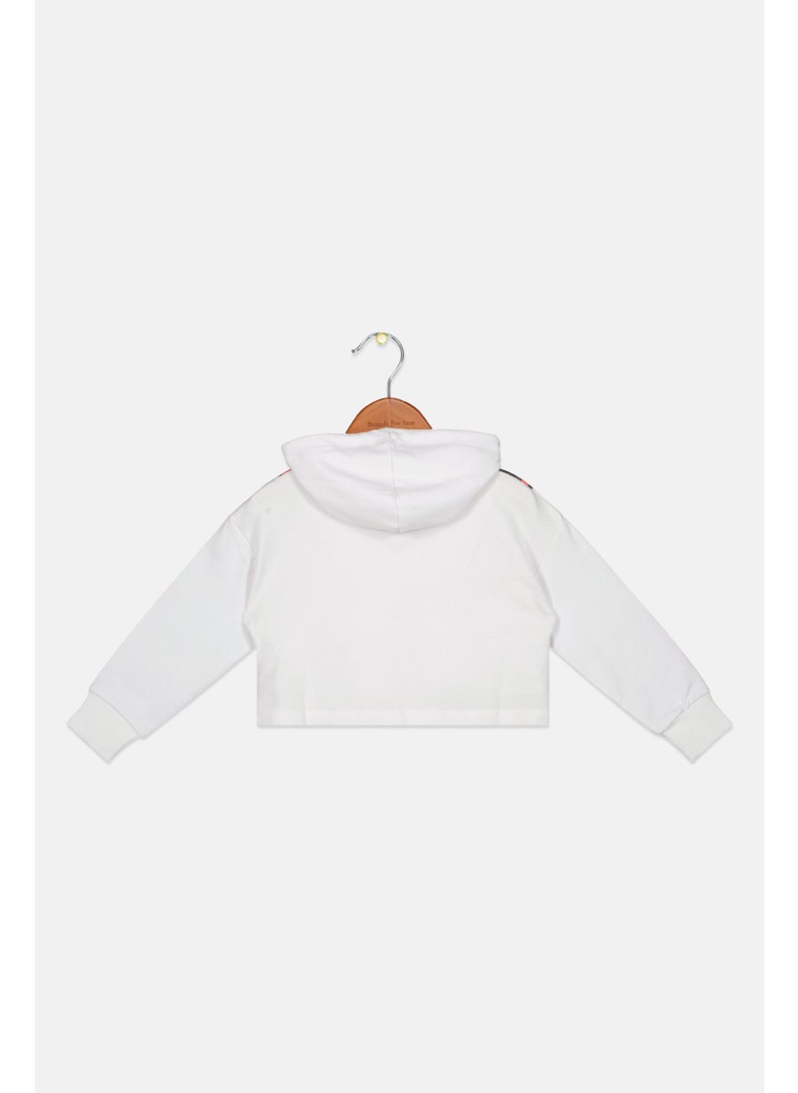 Gaelle Paris Toddlers Girl Graphic Hooded Sweatshirt, White  - Image 2