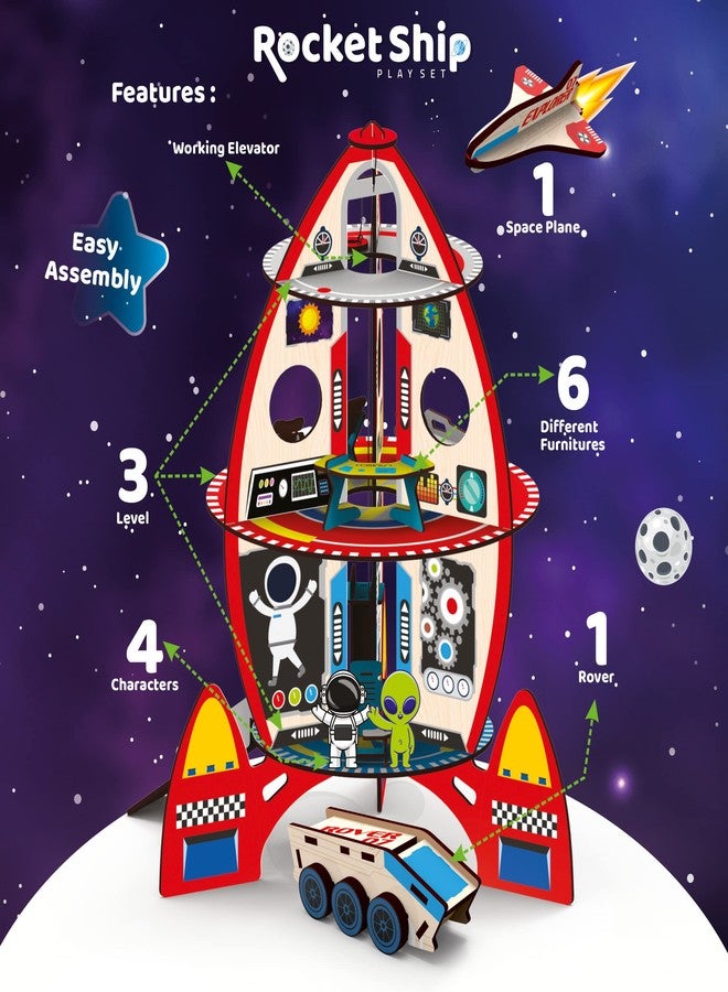 Webby DIY Rocket Playset Doll House | Spaceship Play House for Boys and Girls - Image 3