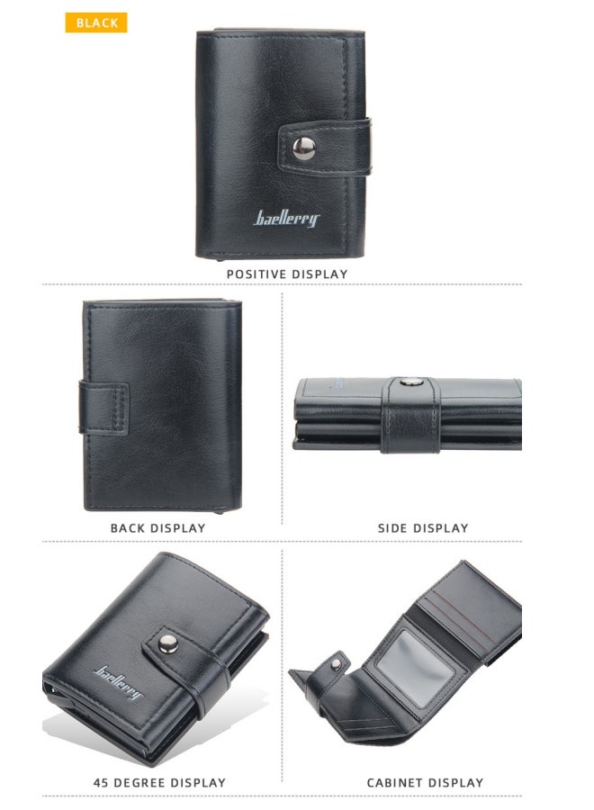 baellerry BAELLERRY Men's Card Holder, European and American Automatic Card Ejection Style, Buckle Card Holder, Black  - Image 5