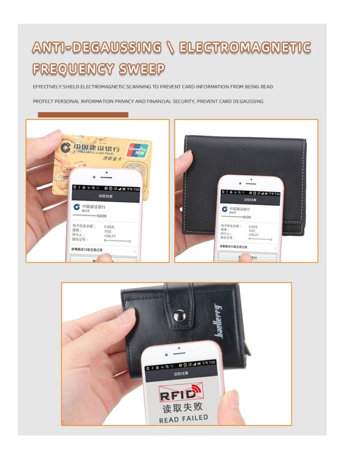 baellerry BAELLERRY Men's Card Holder, European and American Automatic Card Ejection Style, Buckle Card Holder, Black  - Image 2