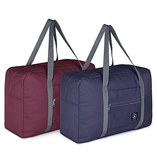 Lchkrep 2 Pack Foldable Travel Duffel [[Bag]] for Airlines [Carry] on Weekender [Overnight] Hospital Tote Gym Duffel [[Bag]] with Toiletry [[Bag [Overnight] [[Bag For Women - Image 1