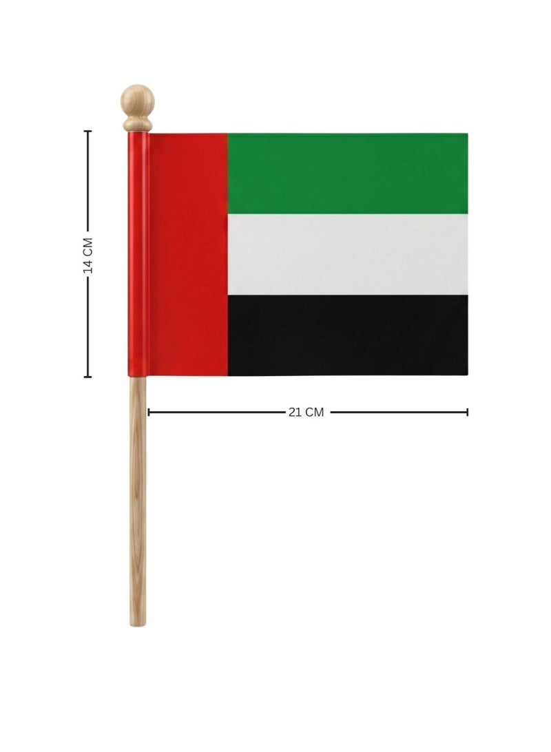 Aspire Books 06 Pcs UAE Flag with Wooden Stick (14x21cm) – Premium Handheld United Arab Emirates Flag for National Day, Events, and Celebrations - Image 2