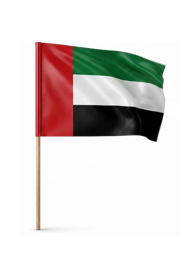 Aspire Books 06 Pcs UAE Flag with Wooden Stick (14x21cm) – Premium Handheld United Arab Emirates Flag for National Day, Events, and Celebrations - Image 3