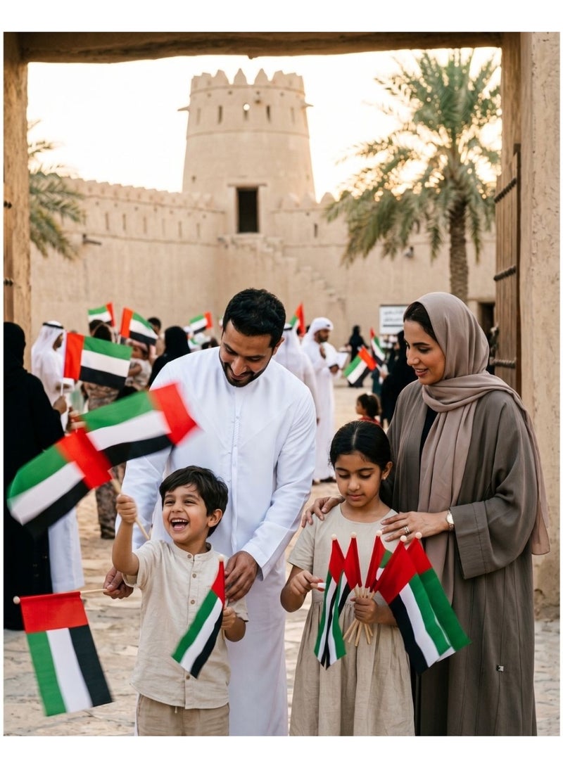 Aspire Books 06 Pcs UAE Flag with Wooden Stick (14x21cm) – Premium Handheld United Arab Emirates Flag for National Day, Events, and Celebrations - Image 4