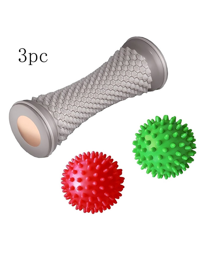 3PCS Foot And Hand Massage Roller With Spiky Massage Ball Grey - Image 1