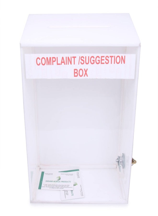 Rasper Acrylic Letter Box Wall Hanging for Home & Office Acrylic Mailbox with Lock Acrylic Suggestion Box for Office Acrylic Complaint Box for School (Wall Mounted) 12x9x4.5 Inches White &Transparent - Image 3